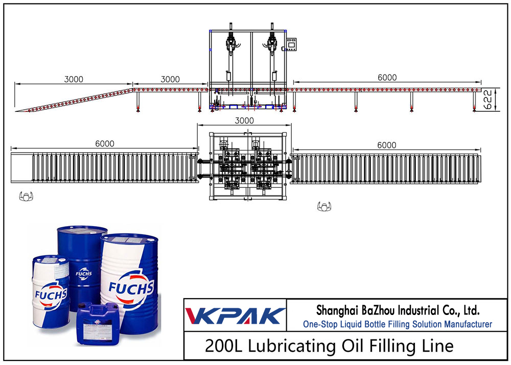 Linea di riempimento automatico dell'olio lubrificante 200L